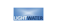 Lightwater logo in white text on a blue gradient rectangle