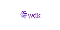 Purple “wdk” logo on a white background with small gray tagline text underneath