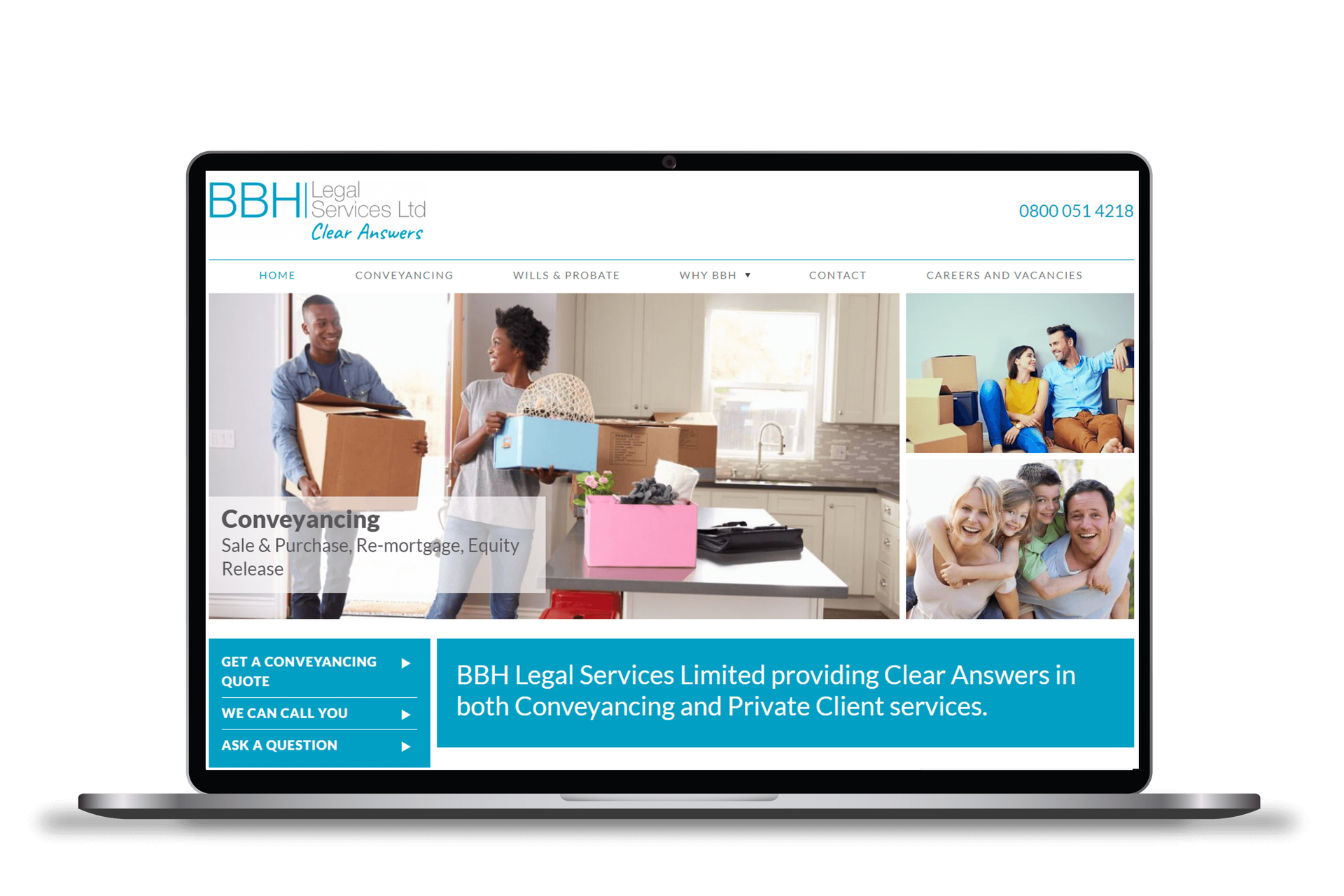 a laptop computer is open to a moving company website .