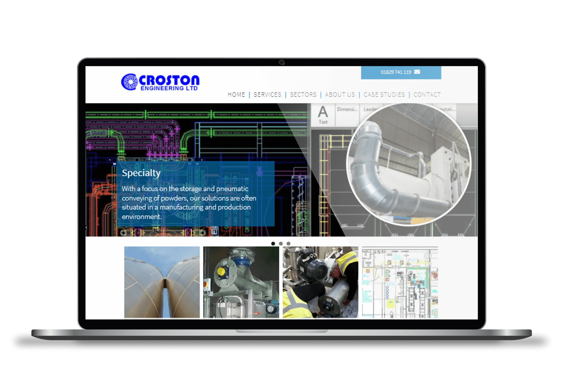 a laptop computer is displaying a website for a company called croston .