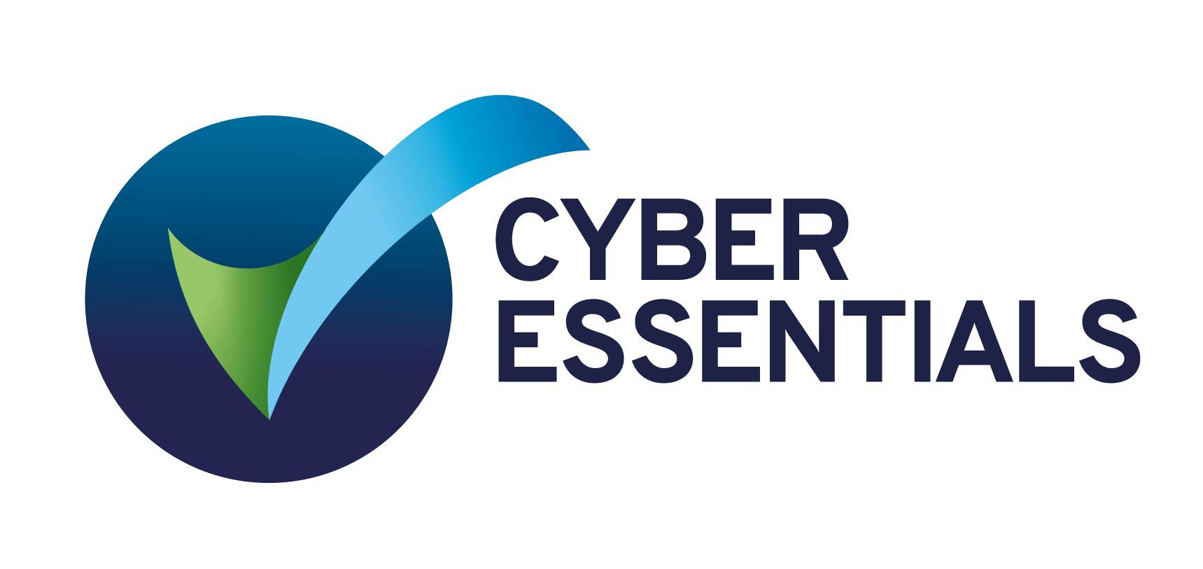 Cyber Essentials logo with a blue and green checkmark and the words 