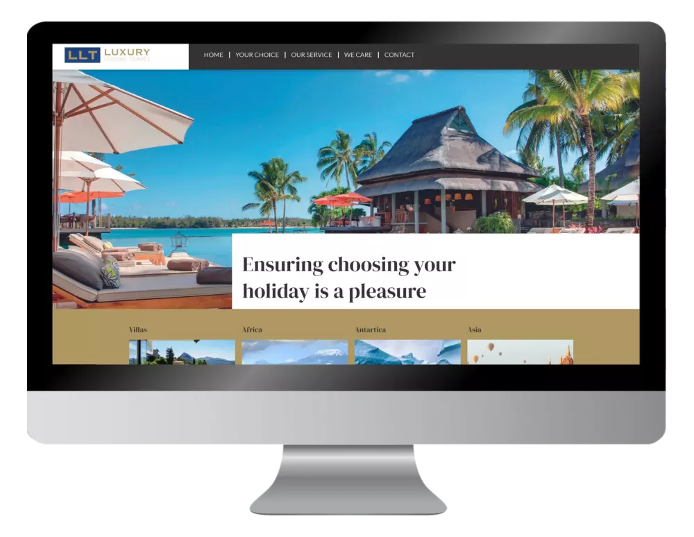 A computer screen shows a website for a vacation rental company.
