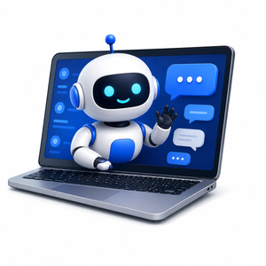 AI chatbot assistant helping website visitors with customer support and business automation
