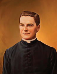 A painting of a man in a black robe