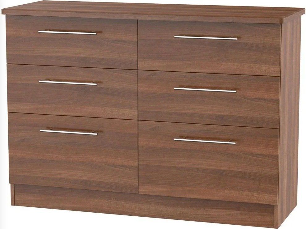 Sherwood Noche Walnut 6 Drawer Midi Chest Sherwood Noche Walnut 6 Drawer Midi Chest at L Fidler & Sons bedroom furniture Stranraer Dumfries and Galloway