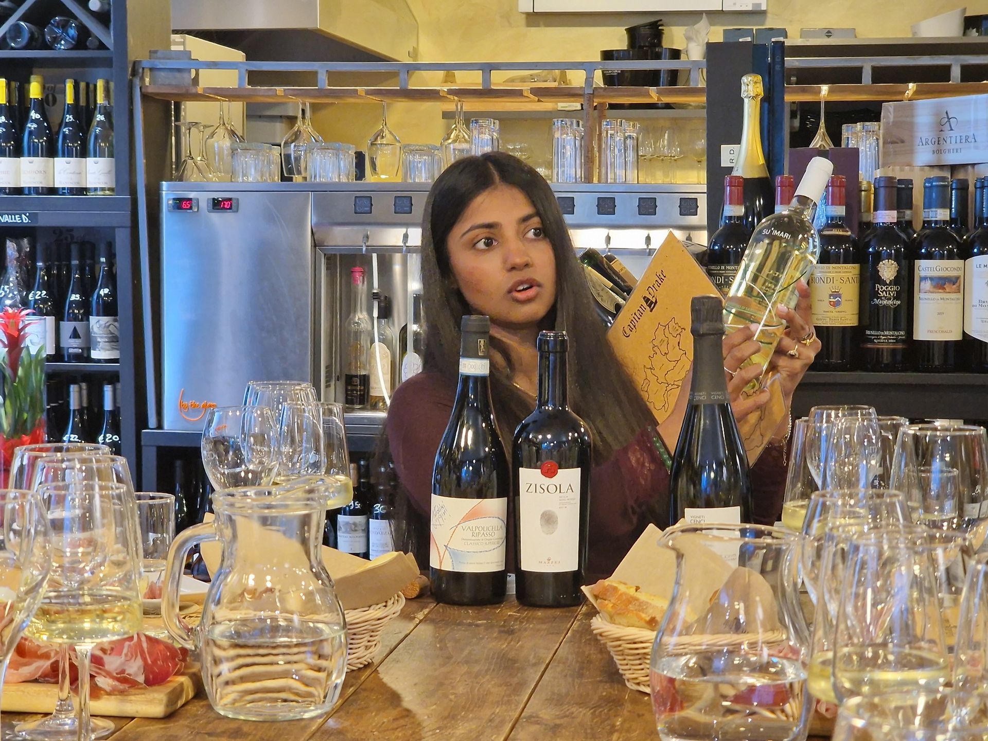 Sommelier at a wine tasting in Lake Como.