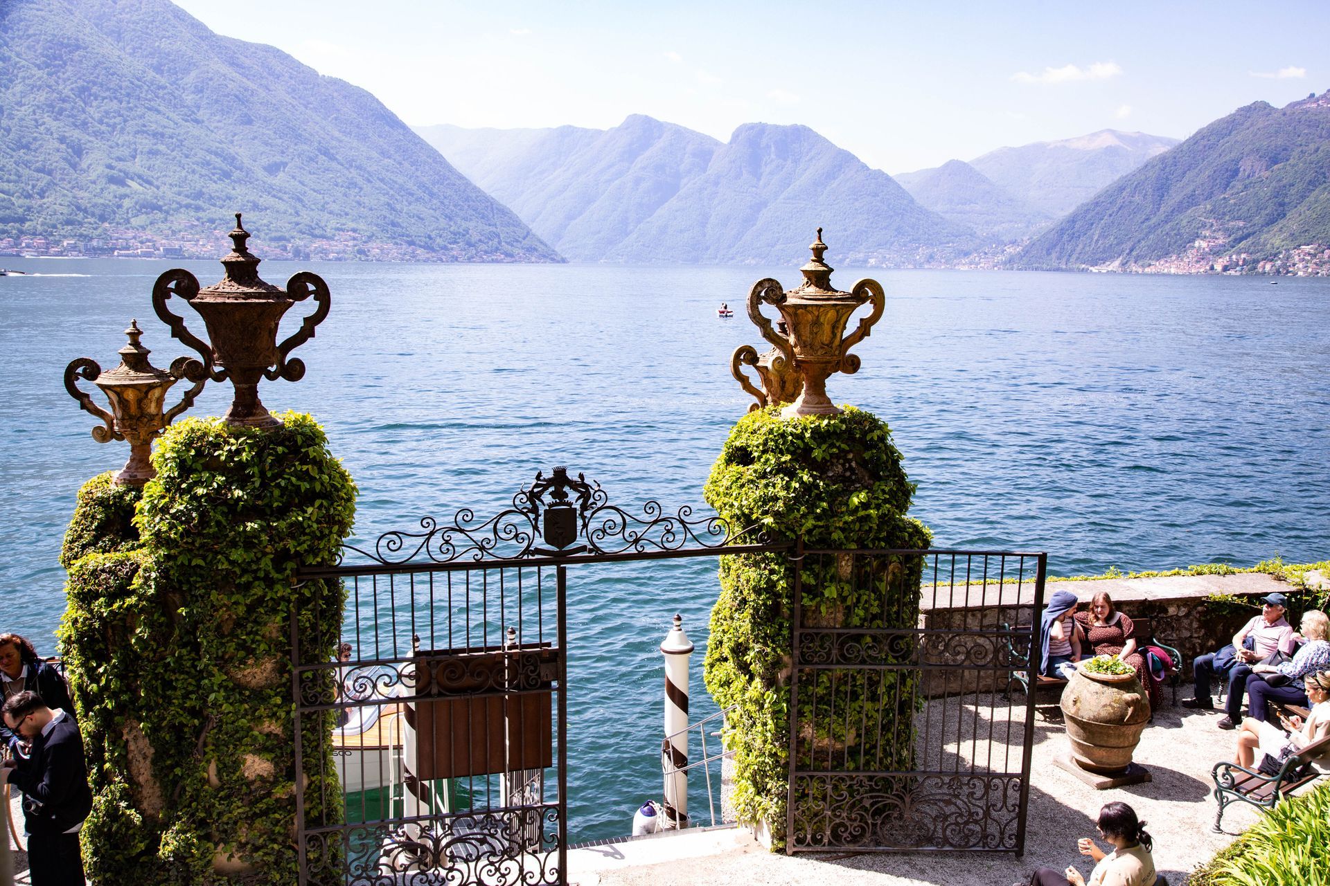 Entry gate to the gardens of Villa del Balbianello.