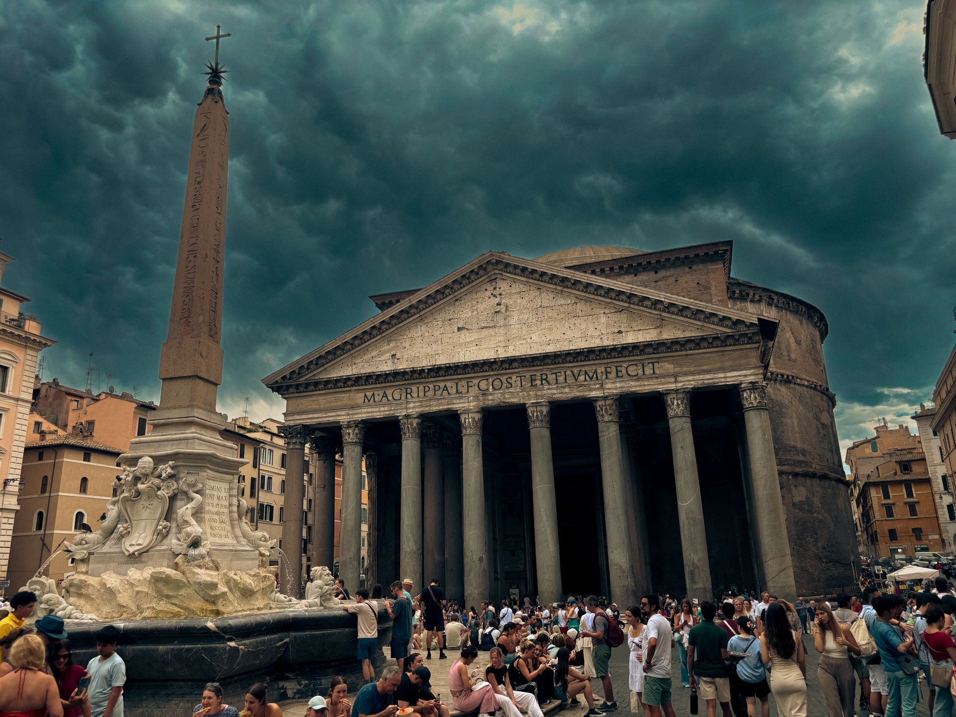 Golf cart in front of the Pantheon in Rome