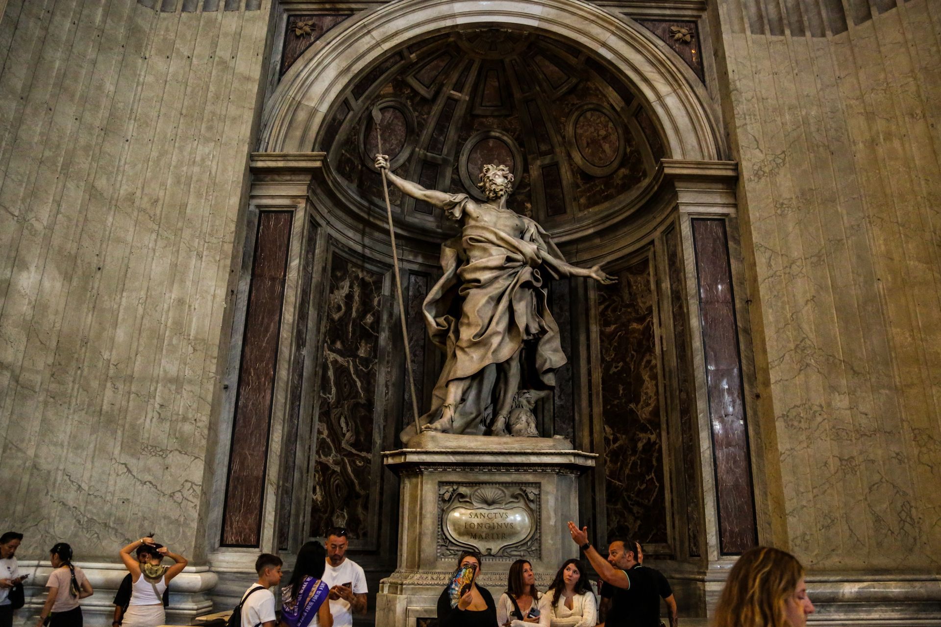 Statue of St. Longinus in a niche at St. Peter's Basilica.