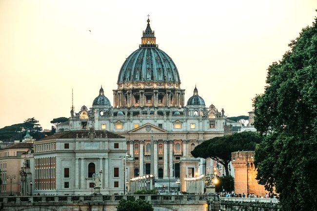 St. Peter's Basilica, Rome, seen at dusk