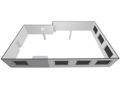 A 3d model of a house with a white ceiling