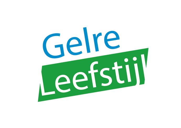 Logo met blauwe tekst