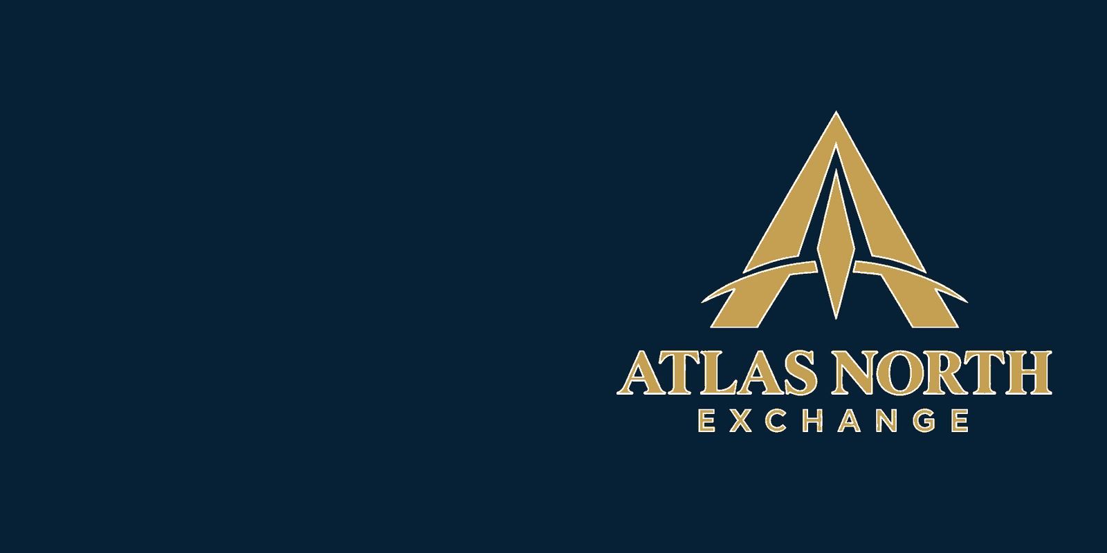 Atlas North Exchange gold and white-outline Northpoint logo on navy