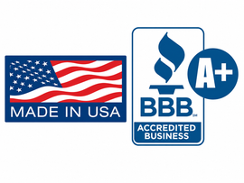 Two icons of a BBB A+ accredited business and Made in USA