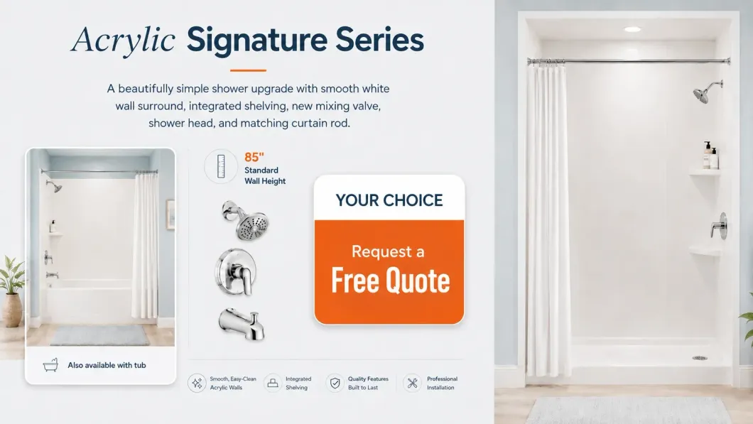 An Acrylic Signature Series shower with customizable options.