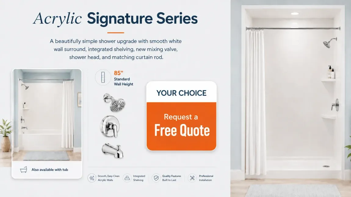 An Acrylic Signature Series shower with customizable options.