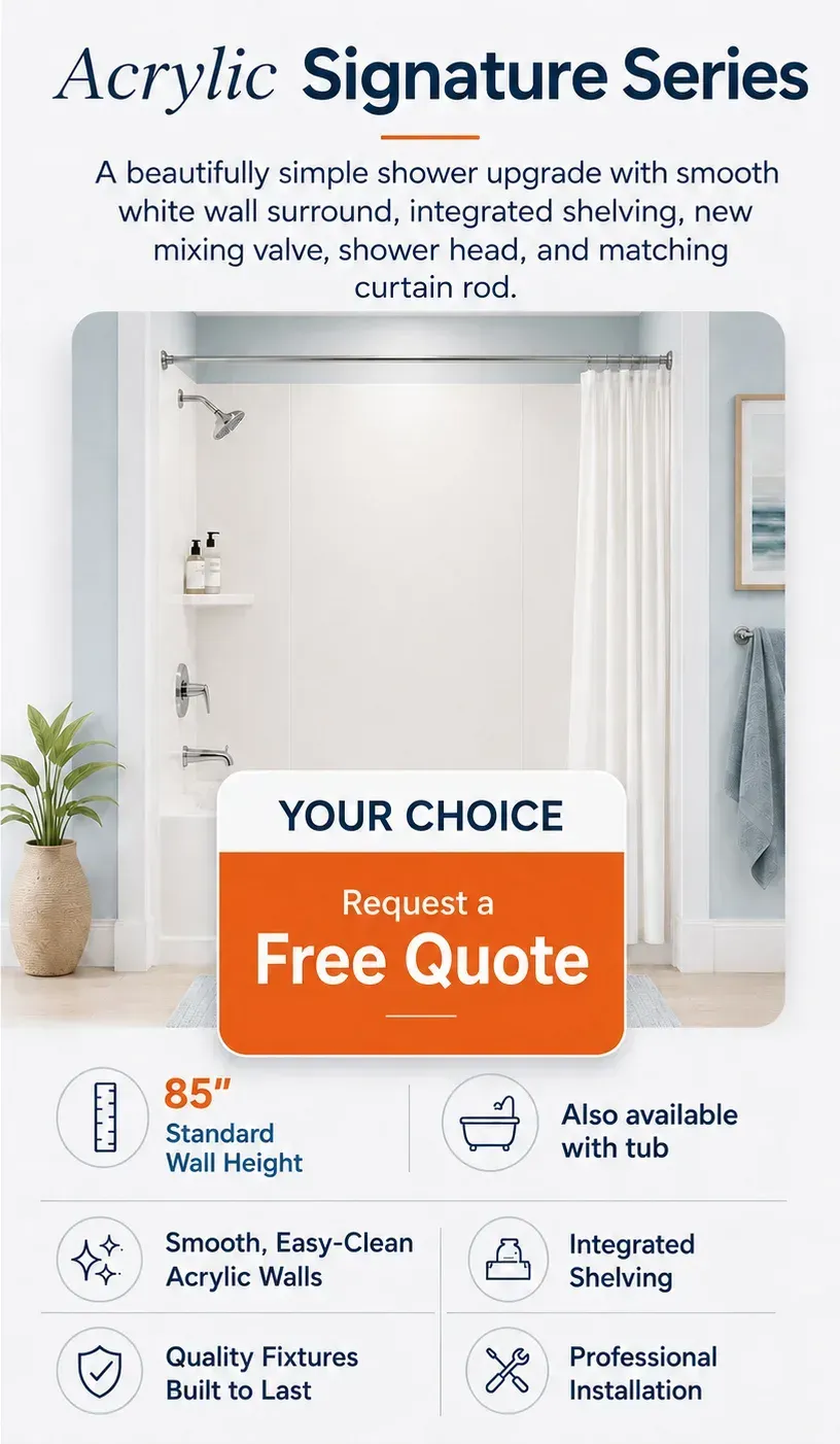 An Acrylic Signature Series shower with customizable options.