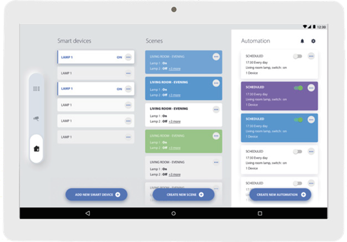 HomeControlHUB app interface