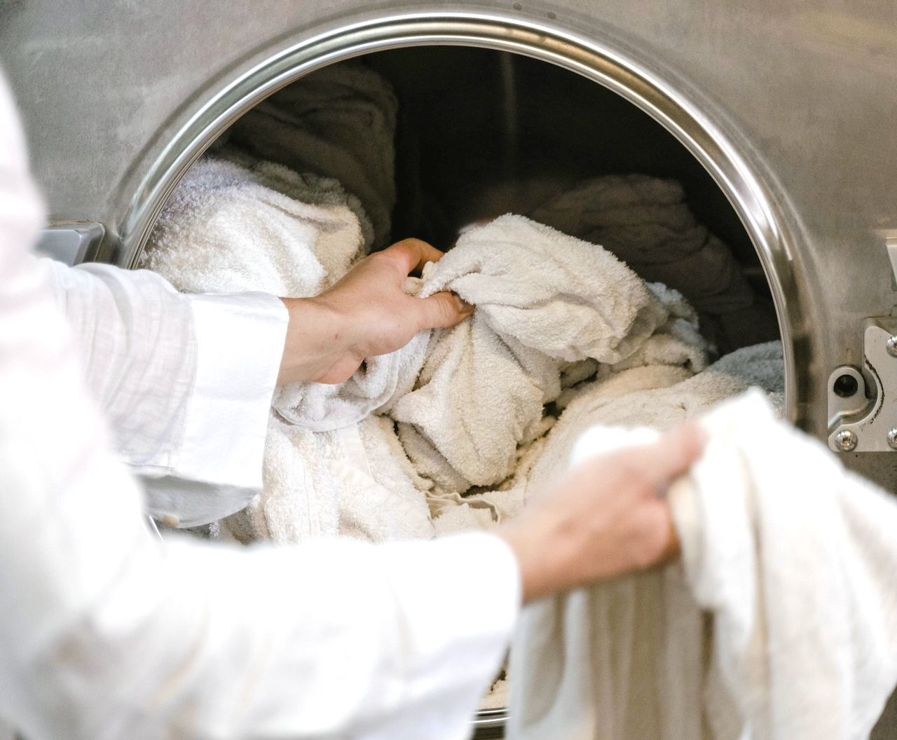 washing machine with clothing inside