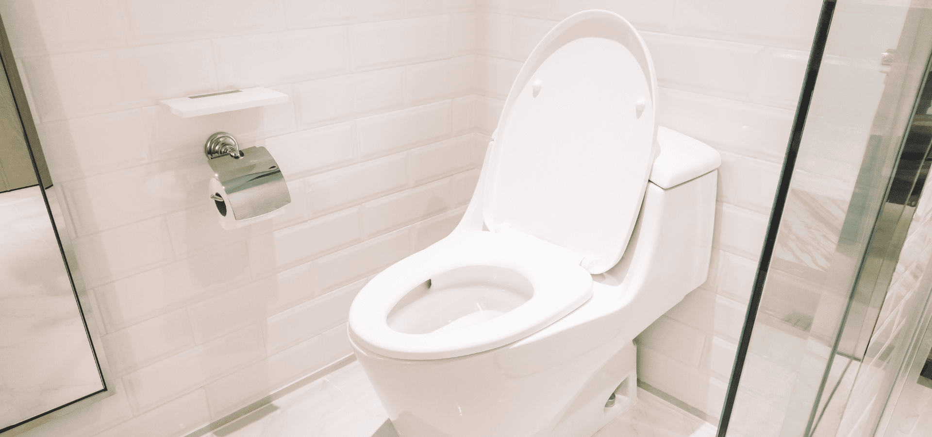 White toilet in a standard American home bathroom