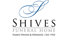 Shives Funeral Home logo in blue and black with “Family Owned & Operated | Est. 1932” text