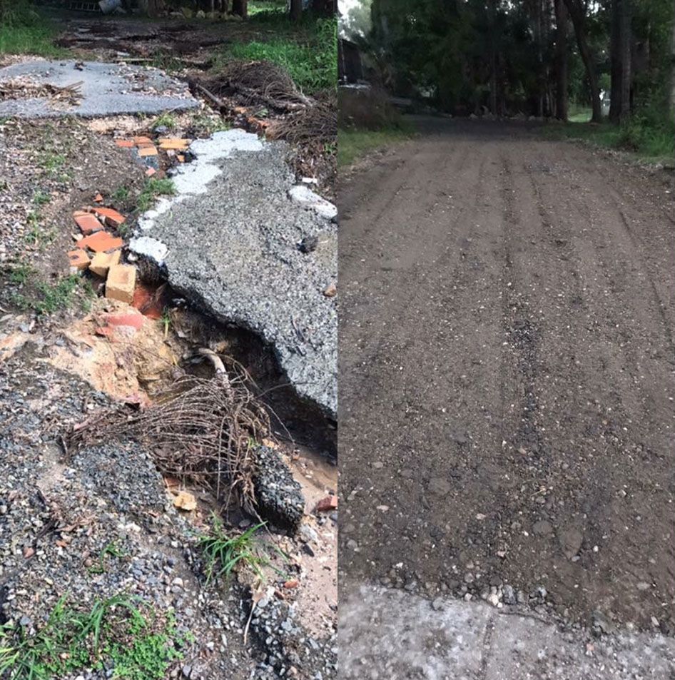 Roadworks comparison - potholes and broken bricks