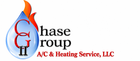 Logo for Chase Group A/C & Heating Service LLC: flame graphic with CG initials inside a water drop shape.