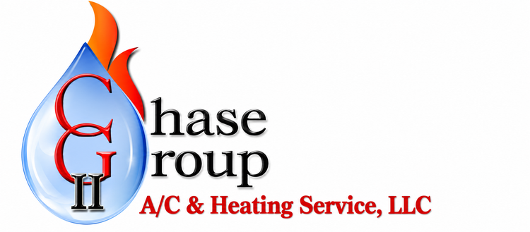 Logo for Chase Group A/C & Heating Service LLC: flame graphic with CG initials inside a water drop shape.
