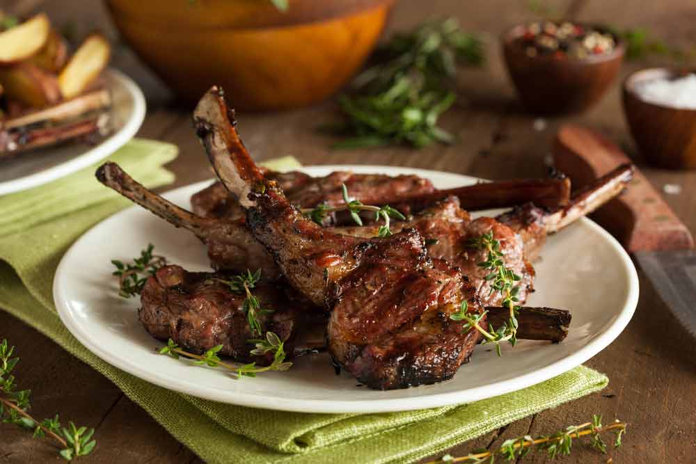 Lamb Chops With Rosemary On White Plate, Dubbo NSW