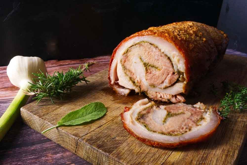 Porchetta Made From Pork On Wooden Board, Dubbo NSW