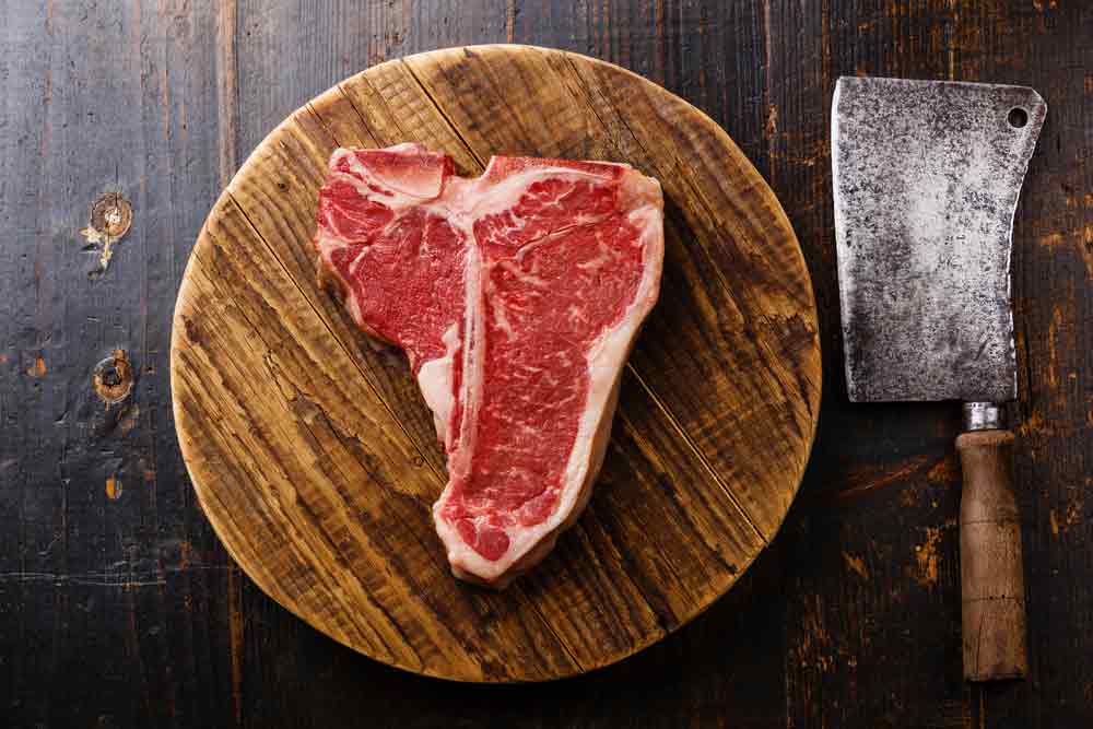 Raw T-bone Steak On Chopping Board, Dubbo NSW
