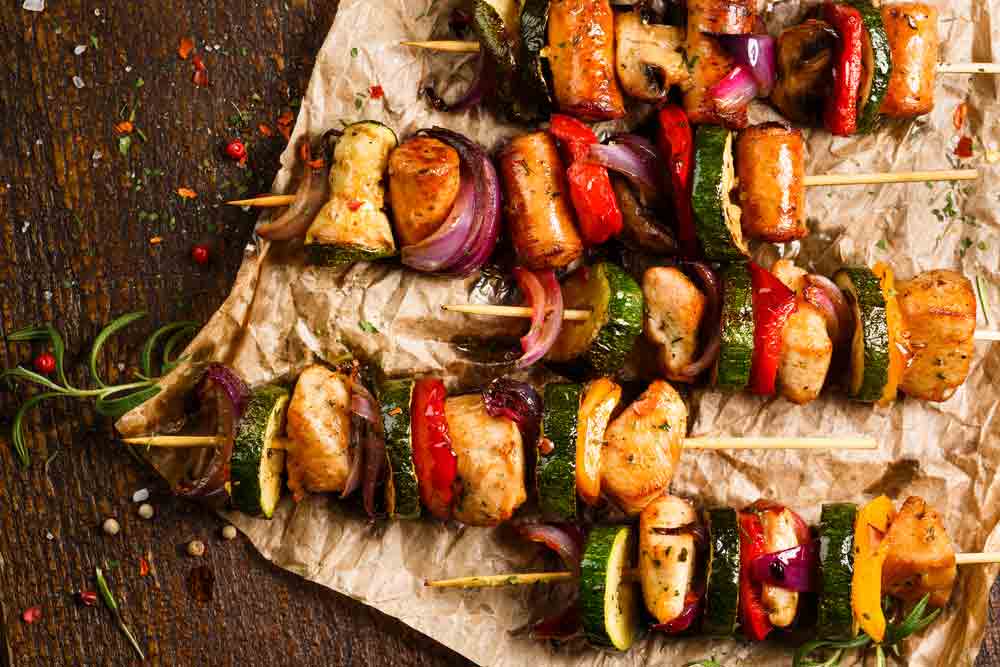 Skewers Of Grilled Meat, Onions And Vegetables, Dubbo NSW