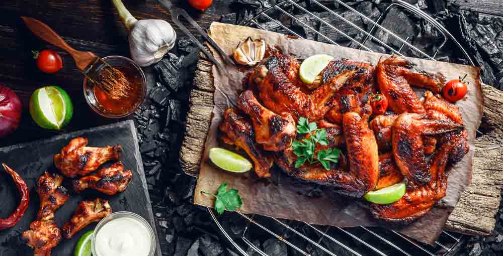 Spicy Chicken Wings With Extra Sauce And Lime Slices, Dubbo NSW