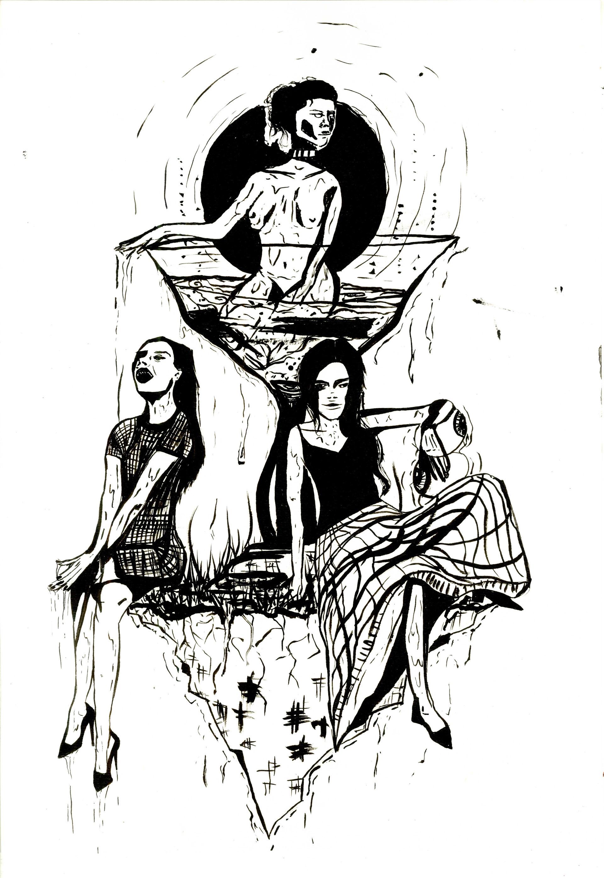 Female empire, drawing ink on paper, 29.7 x 42 cm