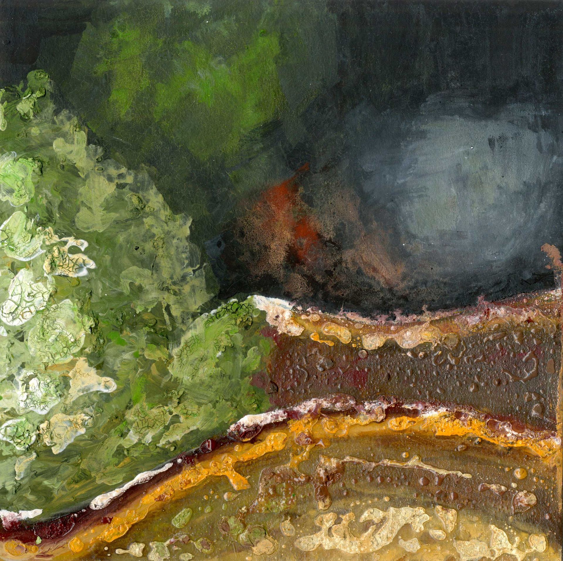 Material study curd, oatmeal, honey, acrylic binder, 20 x 20 cm