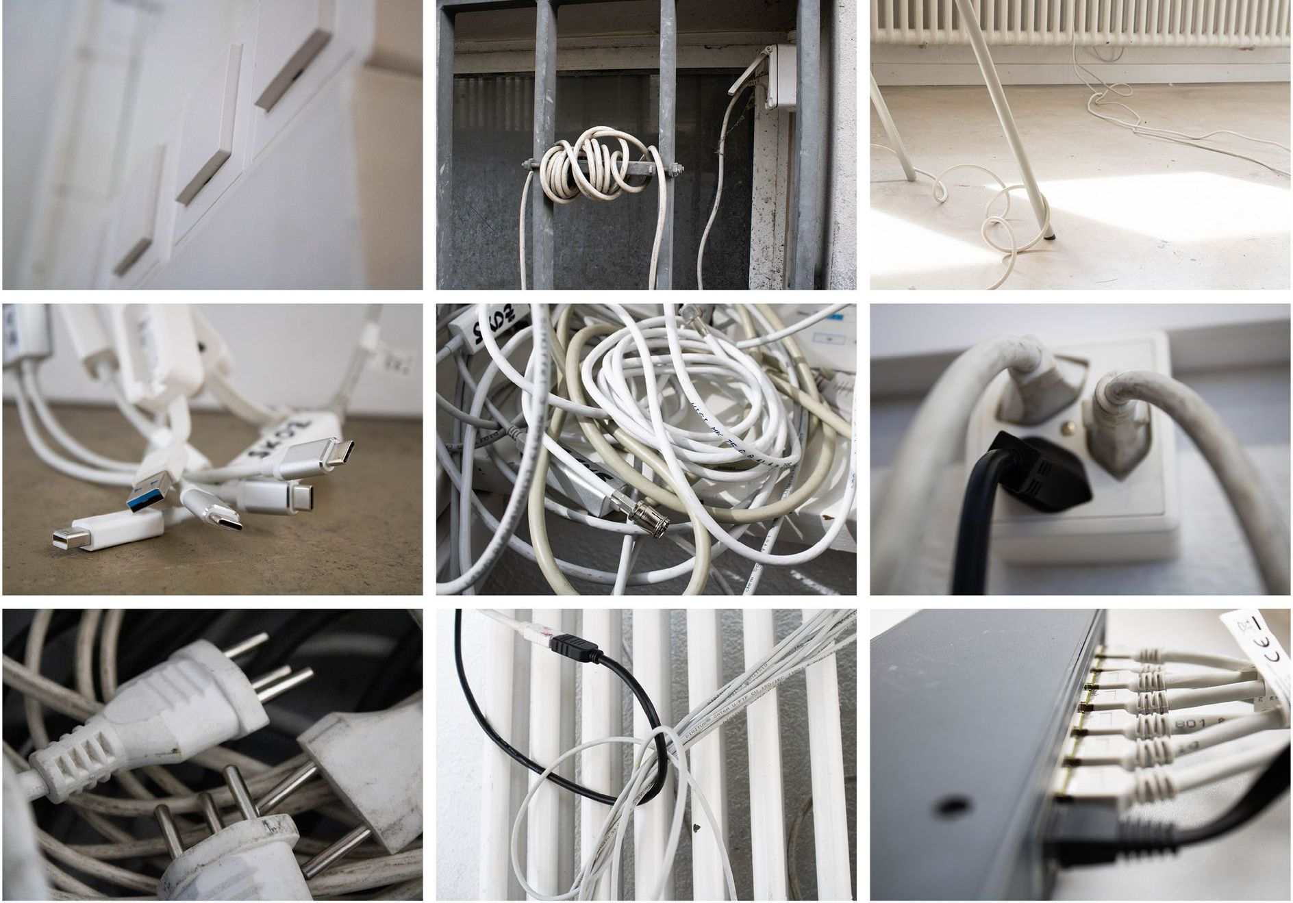 Photo series inspired by the New Objectivity, a style of photography in which natural forms, industrial themes and mass products are depicted with the clarity of scientific illustrations. This series shows an everyday subject, electricity, which corresponds to the expression of New Objectivity through a sharply focused, matter-of-fact style and a clear pictorial concept. However, it stands out due to its affinity for detail and interest in special perspectives.
Canon EOS 2000D, total of 9 photographs
