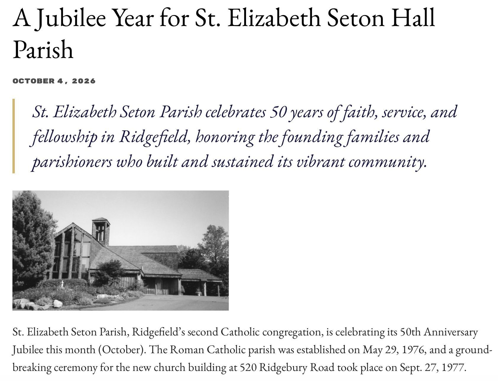 St. Elizabeth Parish newsletter