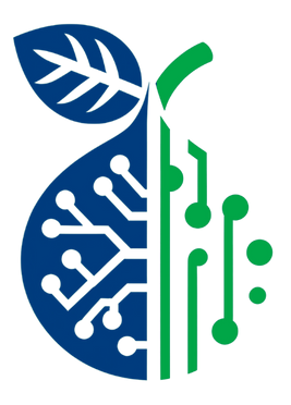 Geaux Fig Logo, Merge Fig and Tech, Blue and Gre
en
