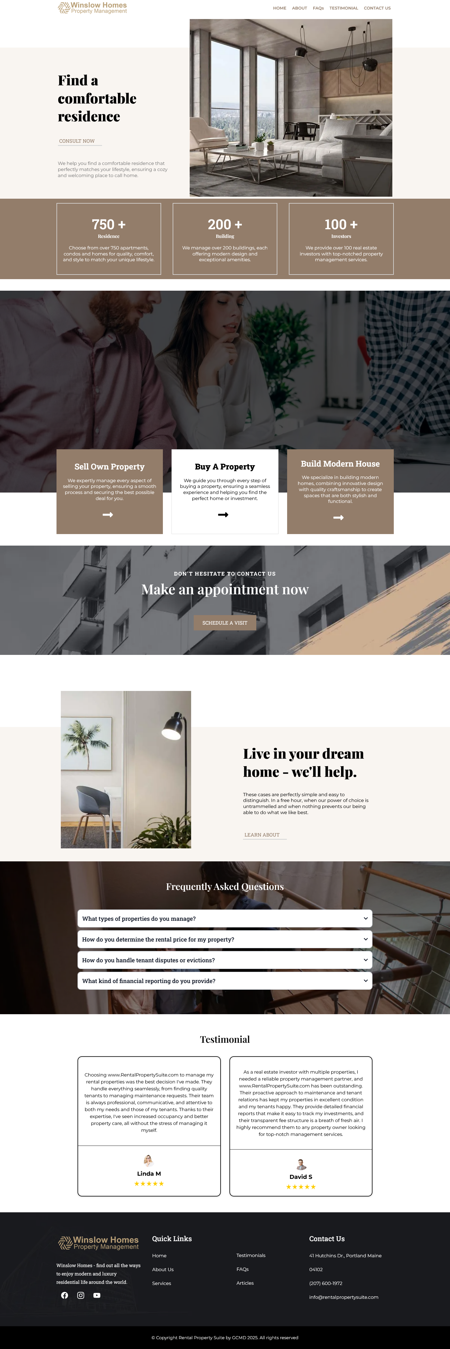 rental property management website design - sample website