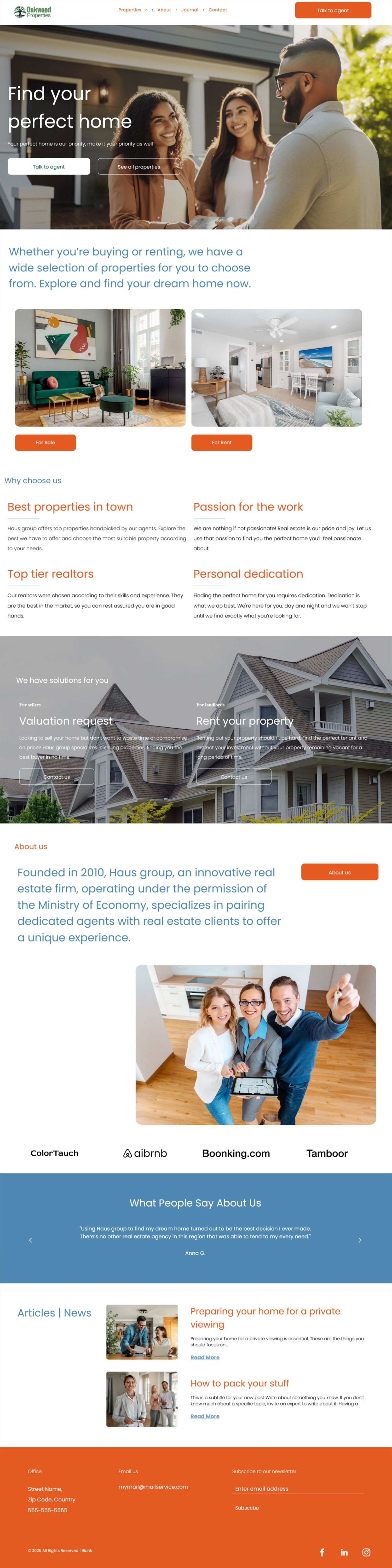 rental property management website design - sample website