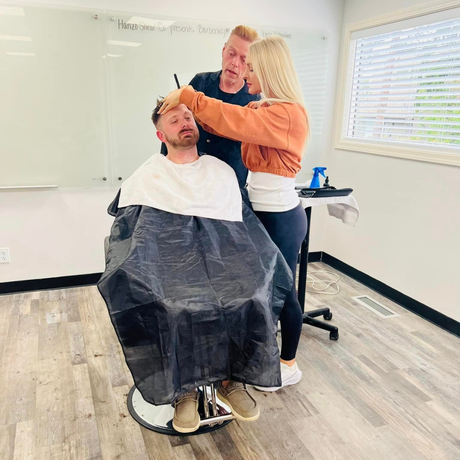 Barber Class in our classroom at Executive Beauty Suites. Barber Shack from Bellingham WA Teaching Ruthie Stockwell.