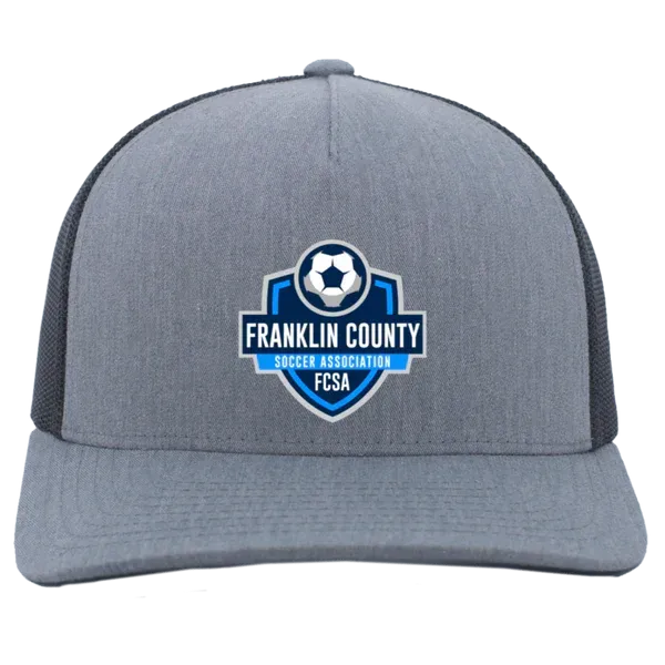 Gray baseball cap with Franklin County Soccer Association logo
