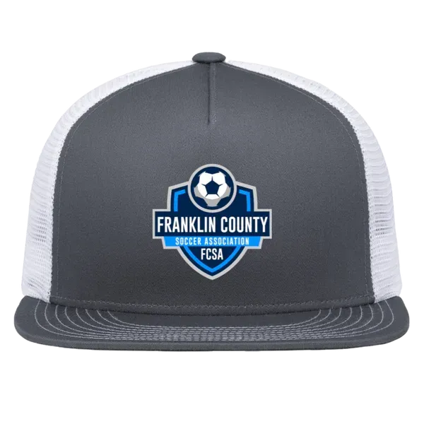 Gray and white hat with Franklin County Soccer Association logo