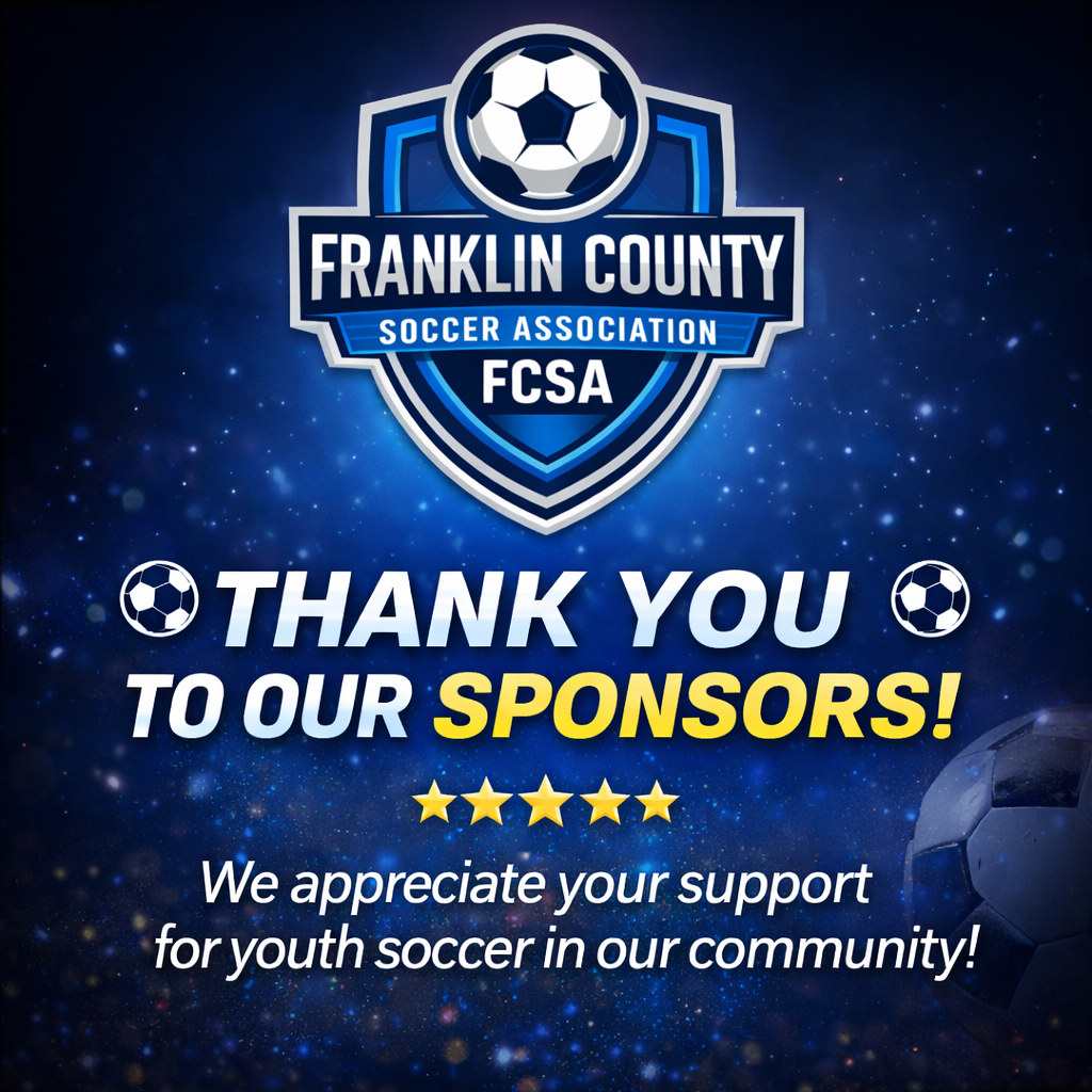 Franklin County Soccer Association sponsor thank-you graphic 