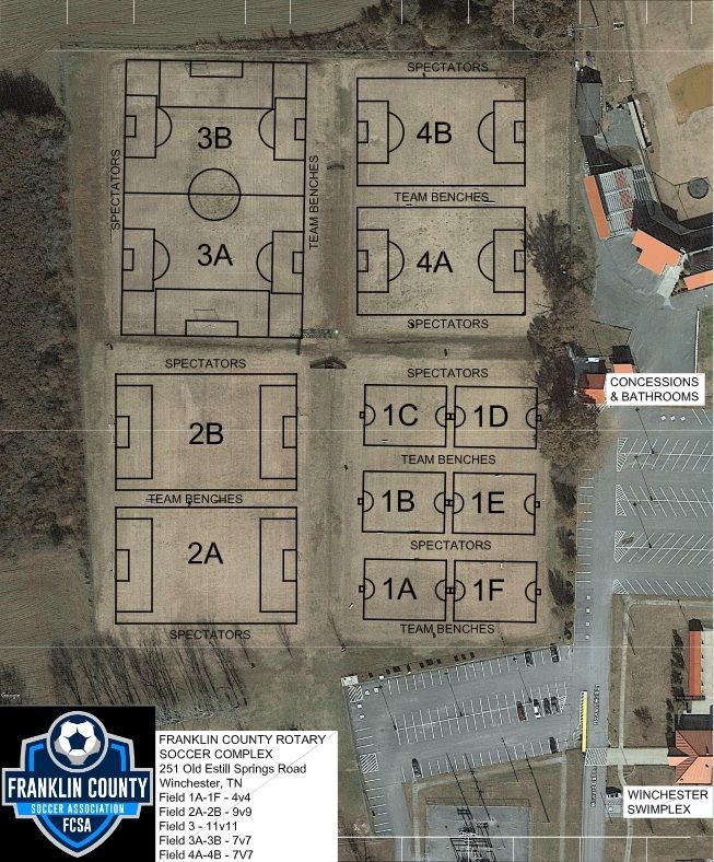 Franklin County Rotary Soccer Complex field layout for Spring