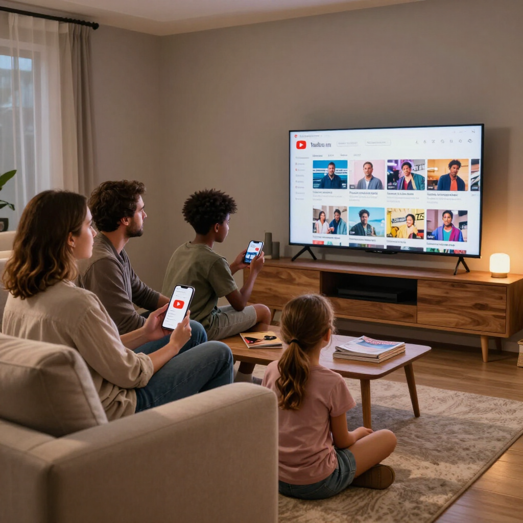 Família assistindo ao YouTube no Primetime