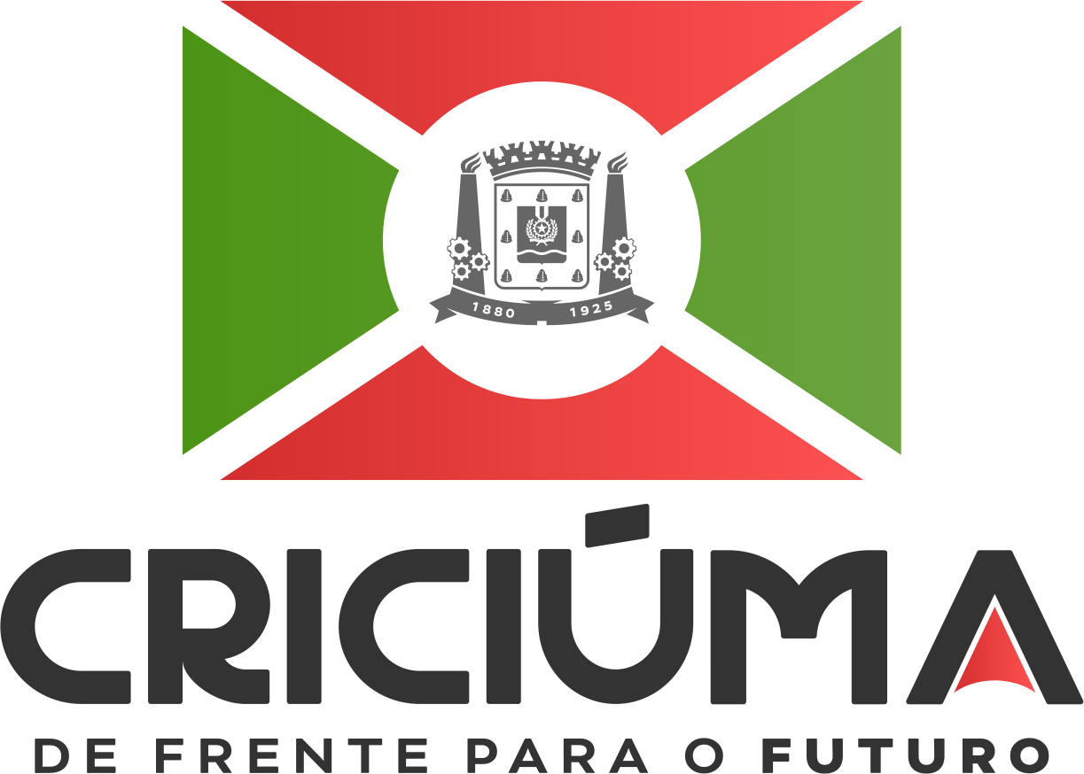 The Criciúma city logo features the city flag above the text 