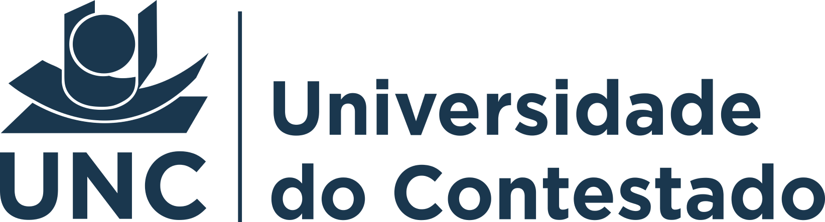 O logotipo da Universidade do Contestado (UNC), apresentando um ícone estilizado em azul escuro e texto sobre um fundo branco.