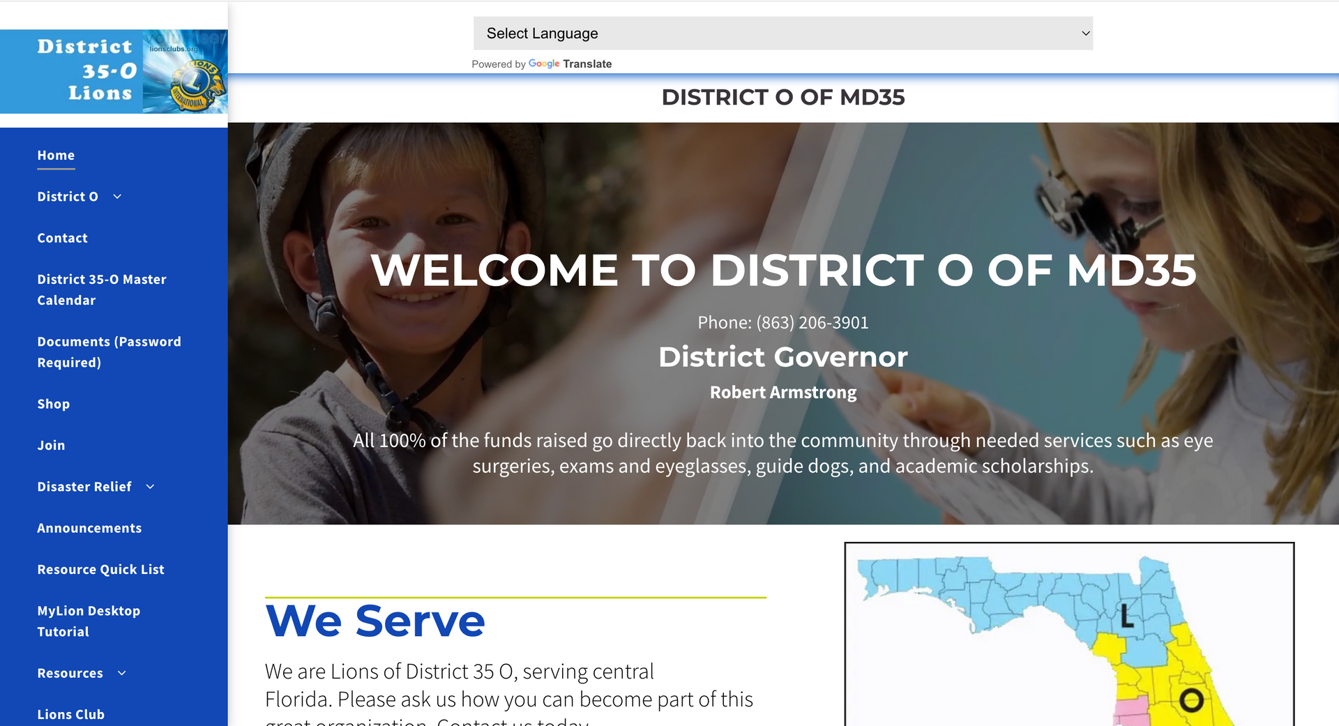 A screenshot of a website for district of md35