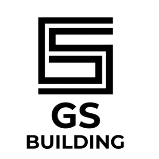 Black and white GS Building logo with stylized &ldquo;G&rdquo; symbol above the words &ldquo;GS BUILDING&rdquo;